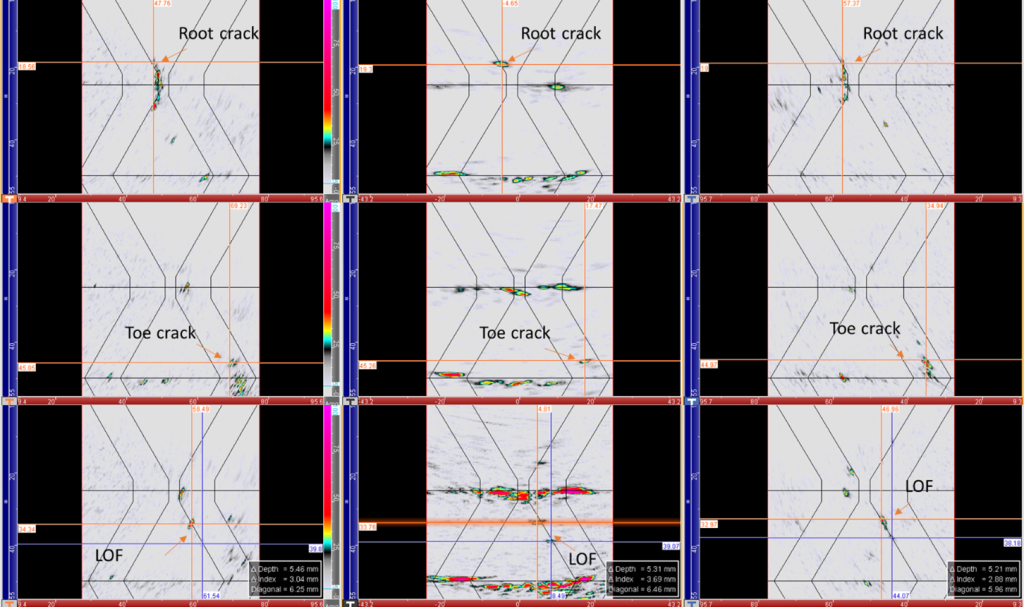 Multigroup configuration with two pulse echo left and right and one pitch catch middle groups for a 25-millimeter 1 inch V-weld.png Multigroup configuration with two pulse echo left and right and one pitch catch middle groups for a 25-millimeter 1 inch V-weld.png