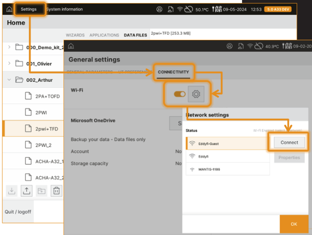 Меню подключения Capture 5