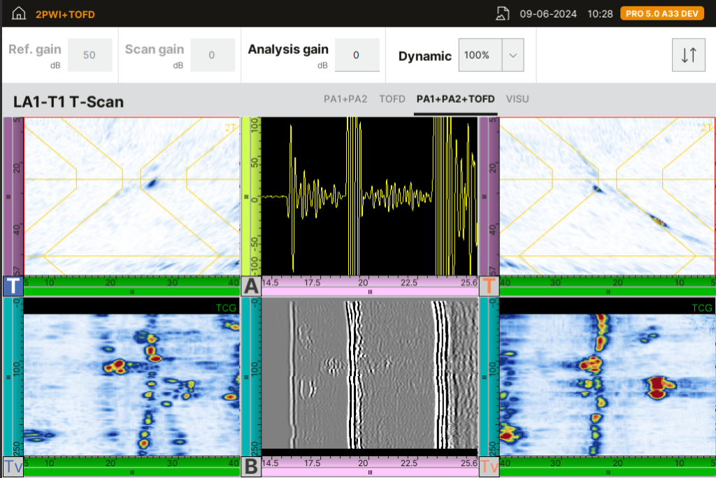 Контроль сварных швов с PWI+TOFD