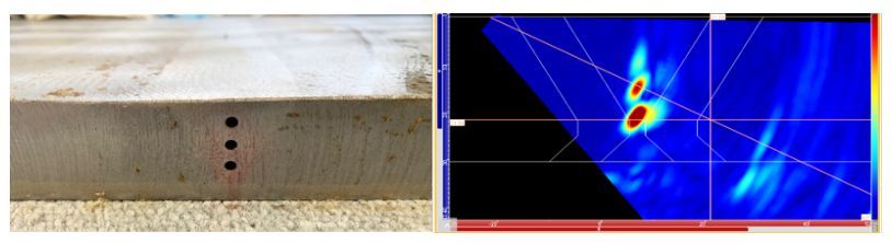 Наклонный датчик на калибровочном блоке