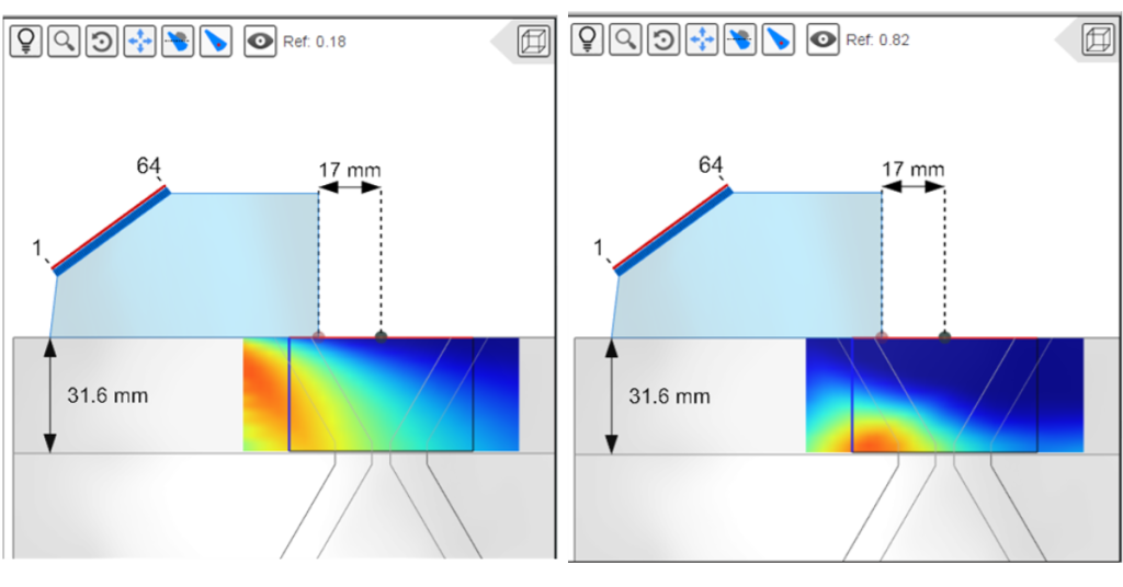 Sensitivity map for the TT mode with a point-like defect left and TTT mode for a planar vertical defect right.png Sensitivity map for the TT mode with a point-like defect left and TTT mode for a planar vertical defect right.png